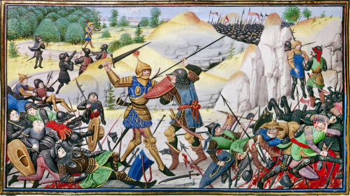 A Medieval Depiction of the Battle at Roncesvaux Pass where Roland is said to have died.